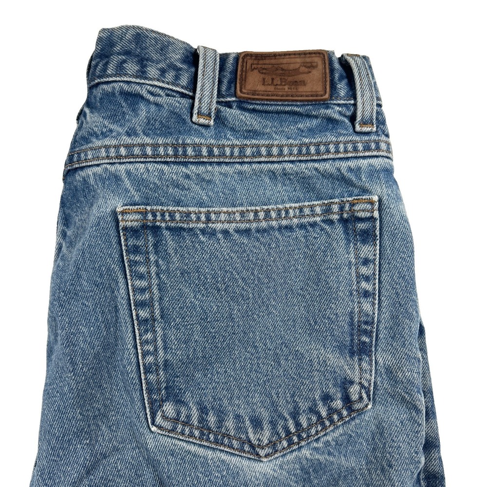 L.L. Bean Men's 35x34 Zip Fly Straight Denim Light Wash Blue Jeans 100 Cotton